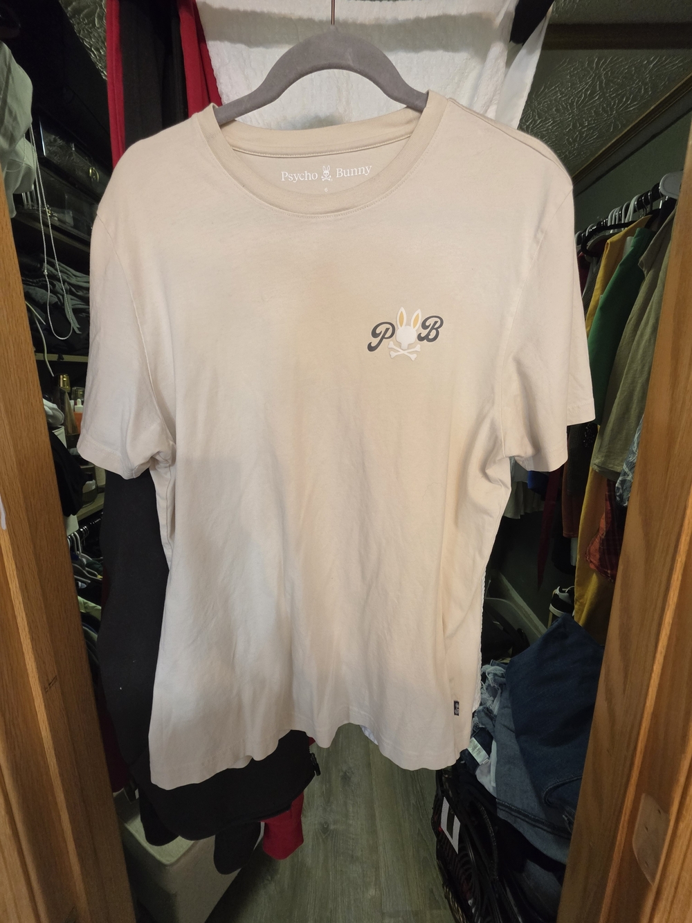 Psycho Bunny Kids Cream Short-Sleeve Tee with PB Chest Logo